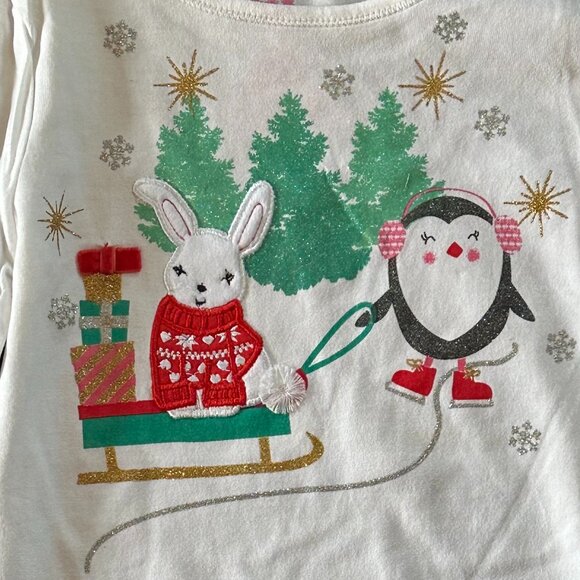 Emma’s Garden Girls White Gold Christmas Tree Embellished Party Shirt M (5-6) - Picture 2 of 3